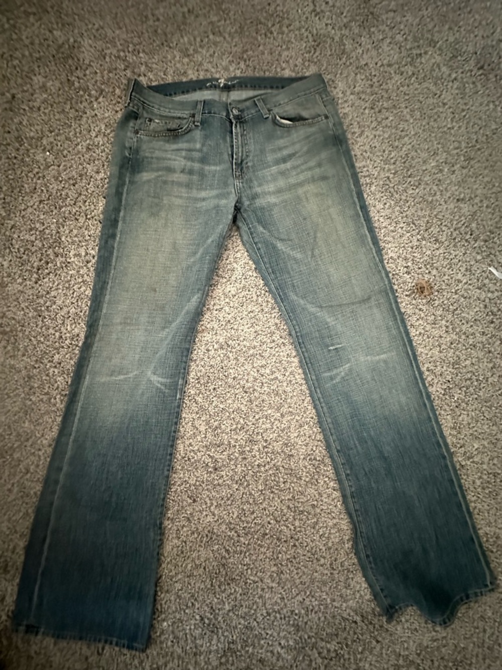 7 For All Mankind Men's Faded Blue Bootcut Jeans